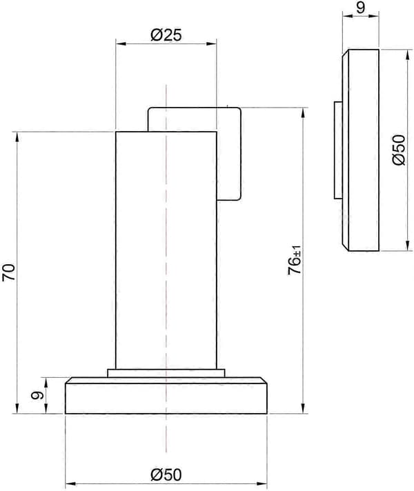 Magnetisk dørstopper i antikk look Dørstopper med materiale for gulv- og veggmontering, Ø: 5 cm, H: 8,4 cm
