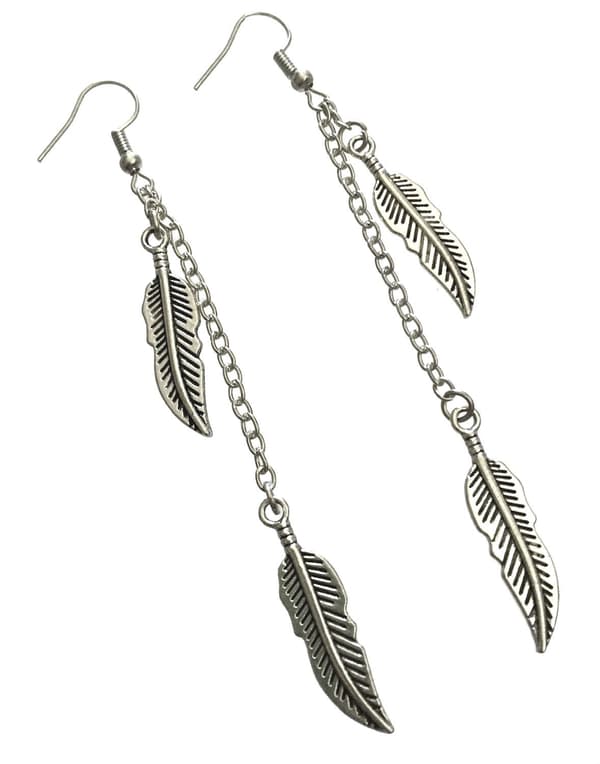 Earrings Feathers Feather Long Dangle feather Stainless Hook