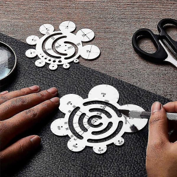Round Leather Cutting Tools Metal Corner Cutting Ruler Circle For DIY Leather Craft Working Drawing Leather Project B