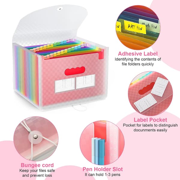 File Organizers, 24 Compartments Archive Boxes Document Organizer, Folder, Accordion A4 Desk Folders