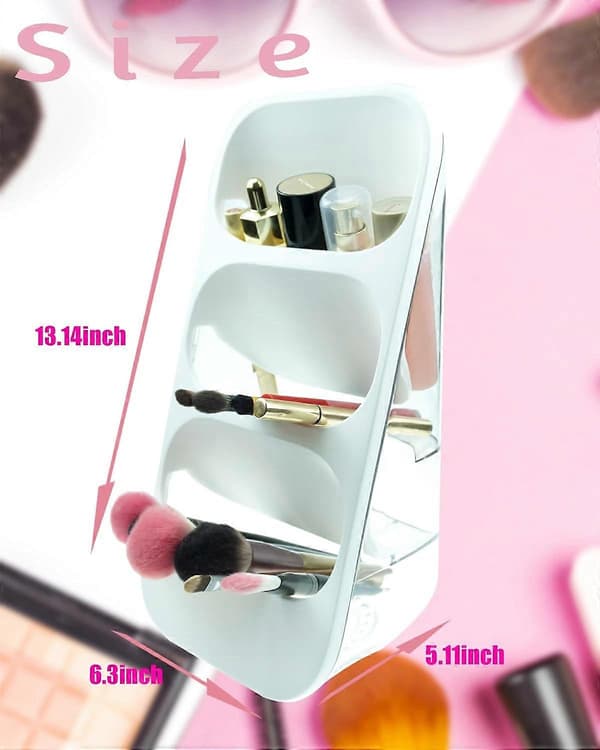 Large Makeup Storage Shelf with Inclined Design and Multiple Compartments, Clean and Practical Desktop Storage for Cosmetics (White)