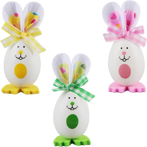 Dekorasjonskaninfigur, 3 stk eggformede kaninpynt