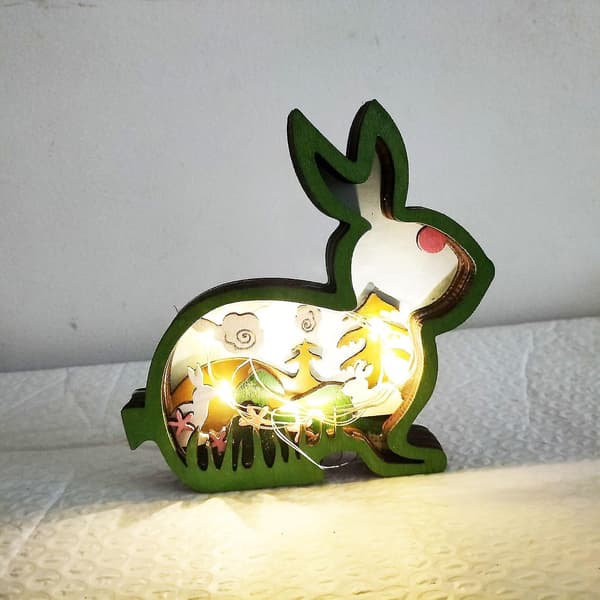 Rabbit LED Lamp Soft Lighting Cutout Design Smooth Edge Battery Operated Creative Shape Decorative 2 Styles Easter Bunny Ornament Decor LED