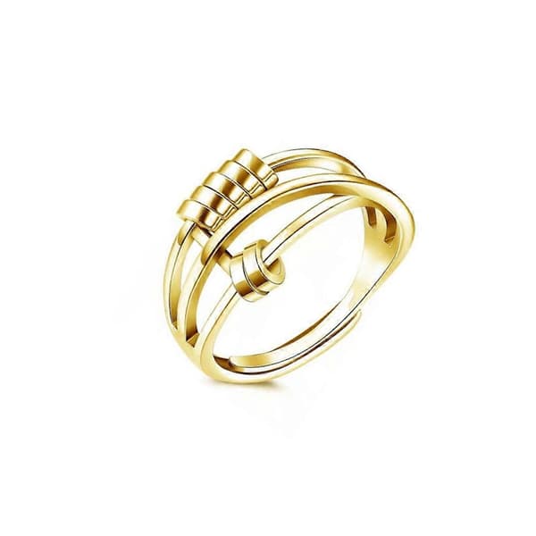Creative Open Ring with Rotatable Beads Adjustable Stress Relief for Women Girls