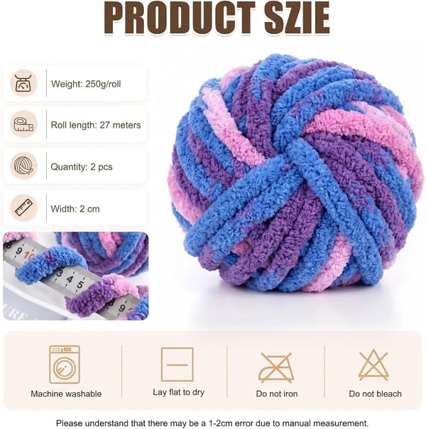 Chunky garn för handstickning, 2 stycken 500 g chunky garn, blåbär Blåbär 2 stycken