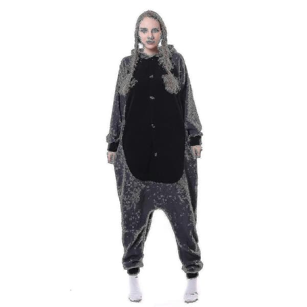 Vaskebjørn heldragt pyjamas kostume til voksne Light Grey S