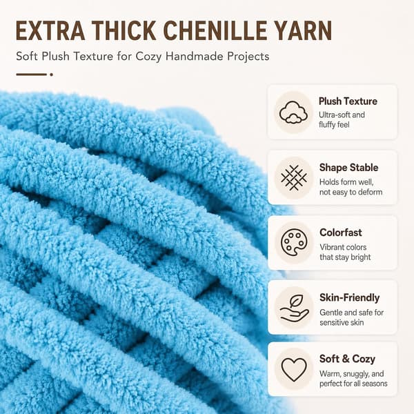 Chunky garn för handstickning, 2 stycken 500 g chunky garn, blåbär Havsblått 2 stycken