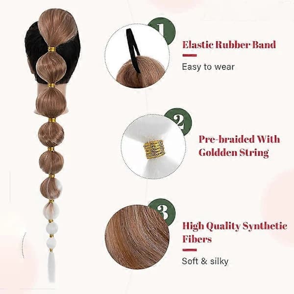 2-pack Bubble Lantern Braid Wrapped Ponytail Hårförlängning 86 cm