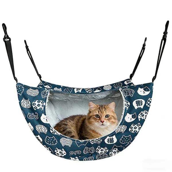 Cat Hammock with Ball - Adjustable Pet Hammock Double Layer | Soft Sleeping Place for Cats, Rabbits and