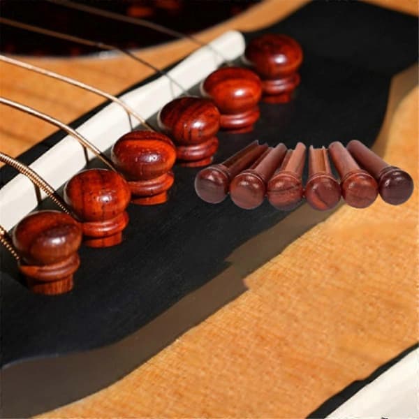 Six Cocoa Polo Bridge Pins for Guitar, Suitable for Amplified String Instruments