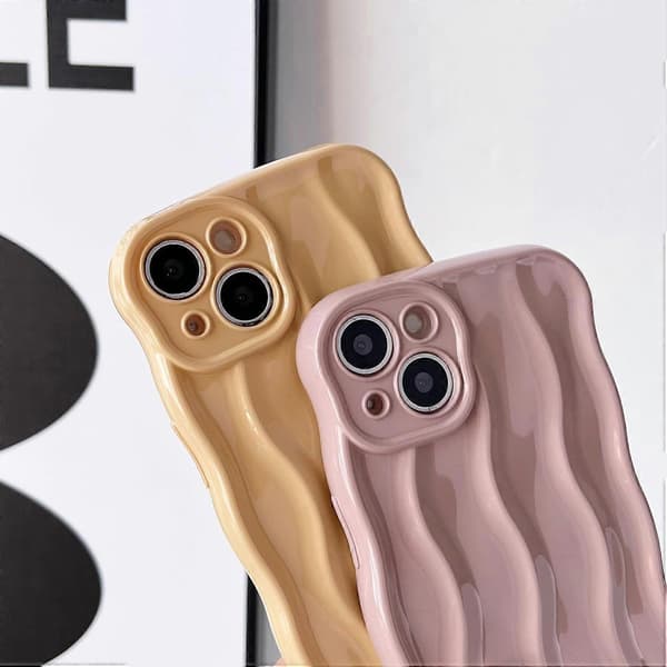 Water Wave Pattern Curly Wave Frame Soft Compatible with iPhone Case (Pink, iPhone 14 Pro Max)