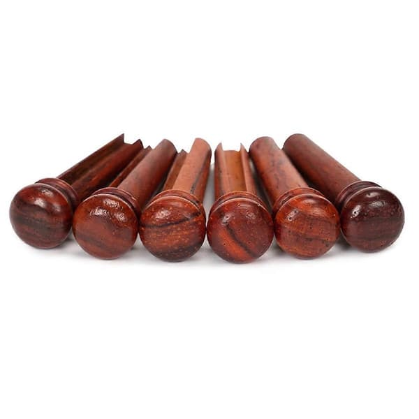 Six Cocoa Polo Bridge Pins for Guitar, Suitable for Amplified String Instruments