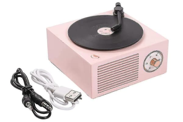 Trådløs Bluetooth-høyttaler, Retro Vinylplate CD-stil Spiller.