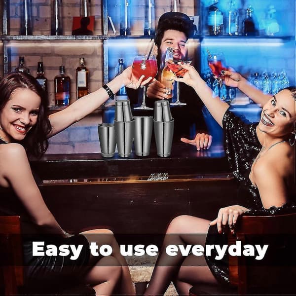 16 stk. cocktailshakere Professionel Bar Shaker Boston Shaker Sæt Rustfrit Stål Martini Shaker Musta