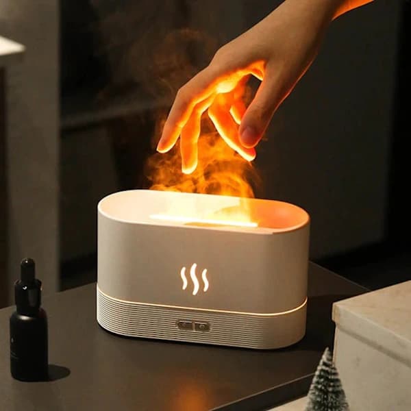 White Flame Aroma Diffuser with Visual Flame Effect