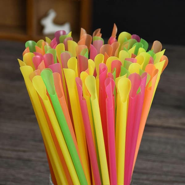 100-pak plastik ske-sugerør til omrøring af kaffe