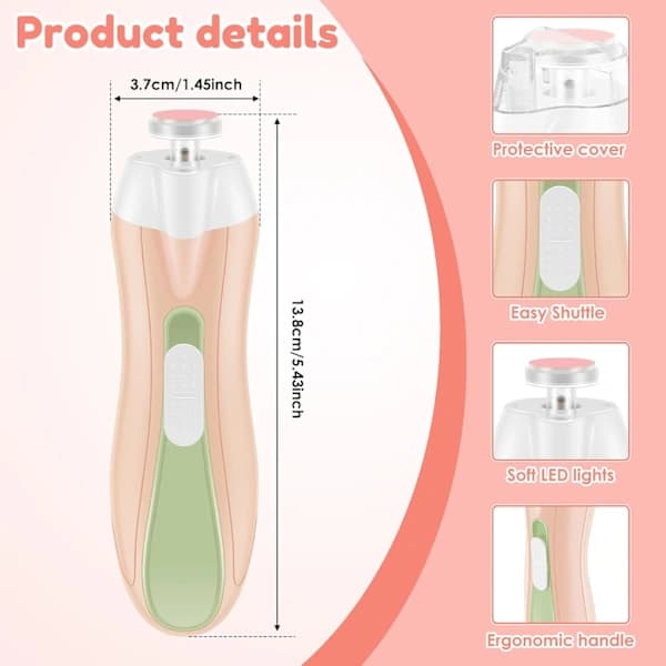 Electric Nail Trimmer, USB Rechargeable Nail File (Pink)