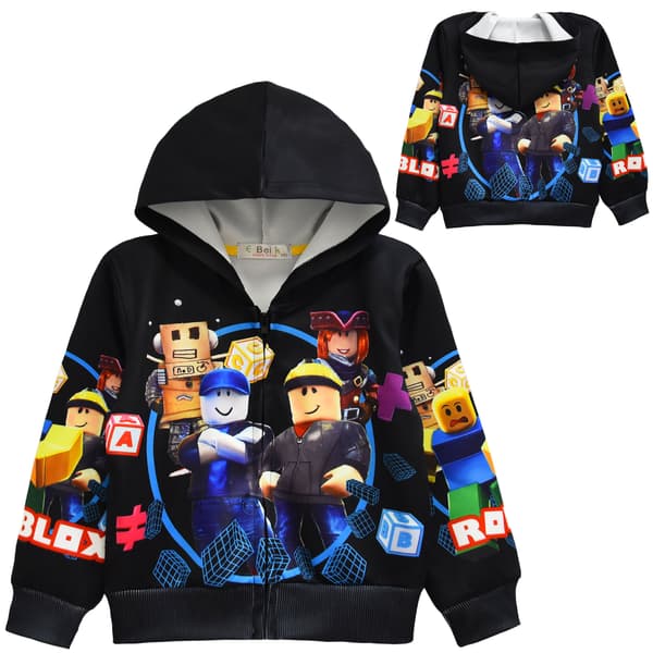 ROBLOX Børnejakke med lynlås og hættetrøje sort