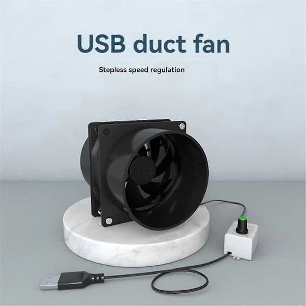 USB Adjustable Speed Fan, Smoke Absorber, ESD Fume Extractor Fan, Duct Ventilator, Black.