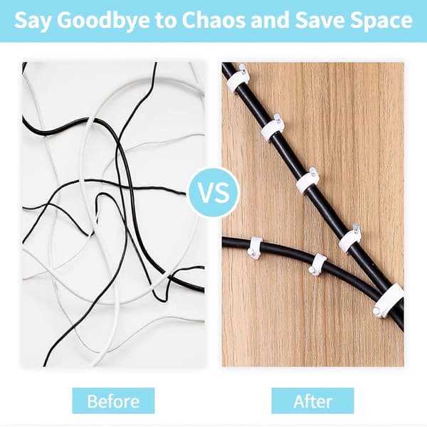 Cable Clips, 10 mm 100 pcs Nail Clips Strong Durable White Round Cable Pins, Wall Wire Order Holder Clamp Cable Pins