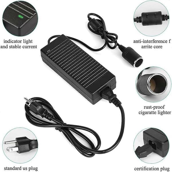 Bil Strømadapter Strømkonverter AC Adapter DC 110V / 220V til 12V 10A Strømadapter Konverter EU Plugg