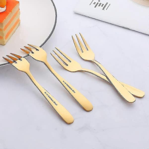 8 stk. middagsgaffel, rustfrit stål 13,7 cm gafler, guld