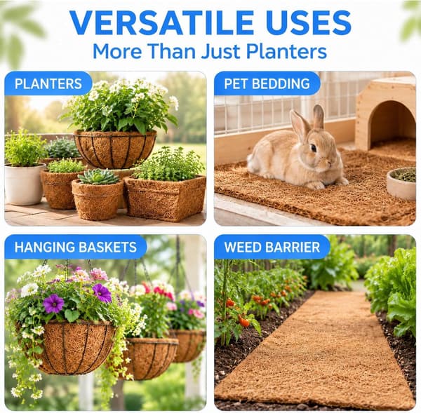 Kokosmåtte 100 % biologisk vinterbeskyttelse til planter, kuldebeskyttelse (50 cm x 2 m)