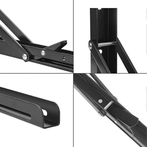2 stk. foldebeslag 300 mm, foldbar hyldebeslag, sort rustfrit stål foldevæghylde, foldbart konsolbeslag til bord - maks. belastning 60 kg (12
