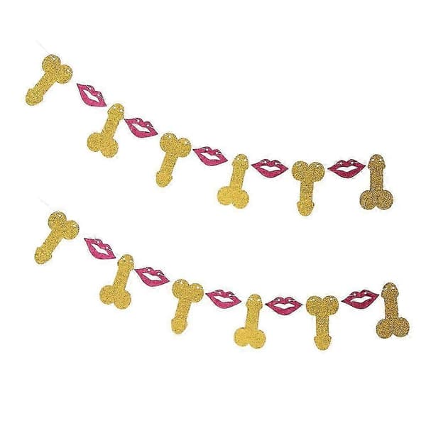 2 Stykker Glitter Willy Læber Vimpel Banner Bryllupsbruser Hængende Indretning