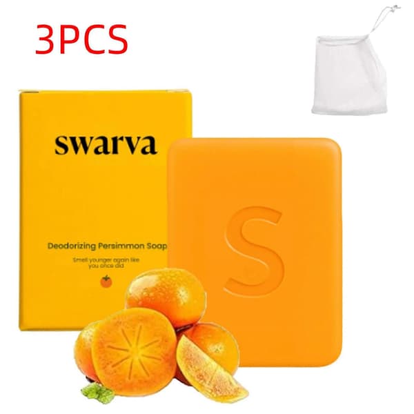 1-3x Swarva Persimmon Sæbebar Kropslugtkontrol Deodorant Sæbe til Mænd og Kvinder
