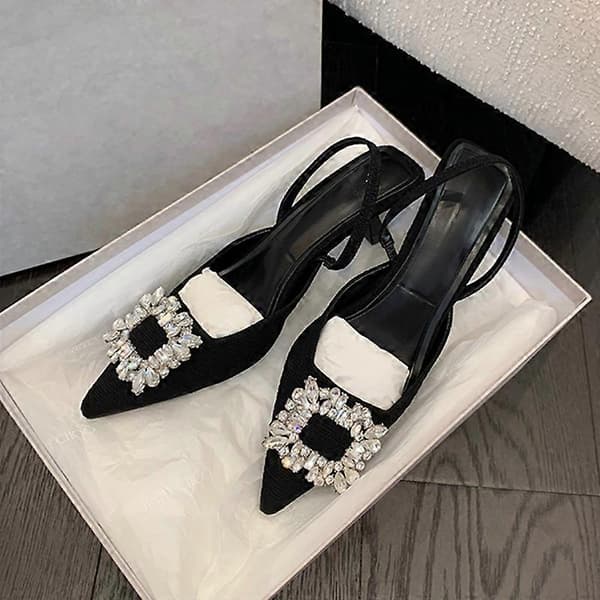 Slingback Pumps med spids tå og stiletthæl til kvinder