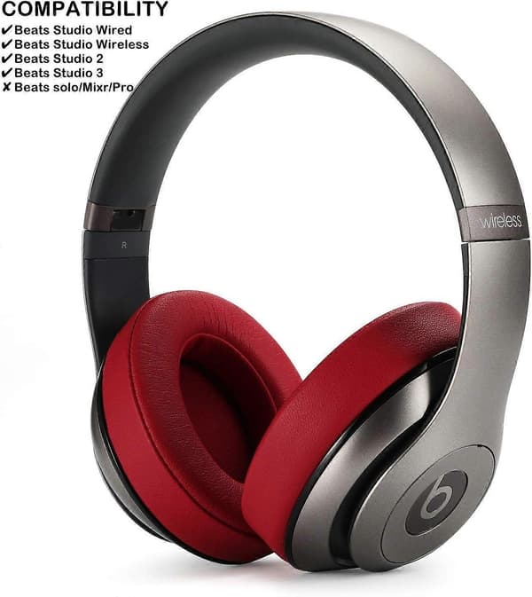 Erstatnings ørepudebetræk, ørepuder kompatible med Beats Studio 2.0 trådløs kablet og 1 stk (rød)