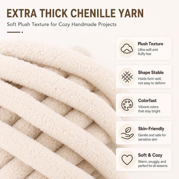 Chunky garn för handstickning, 2 stycken 500 g chunky garn, blåbär Beige 2 stycken