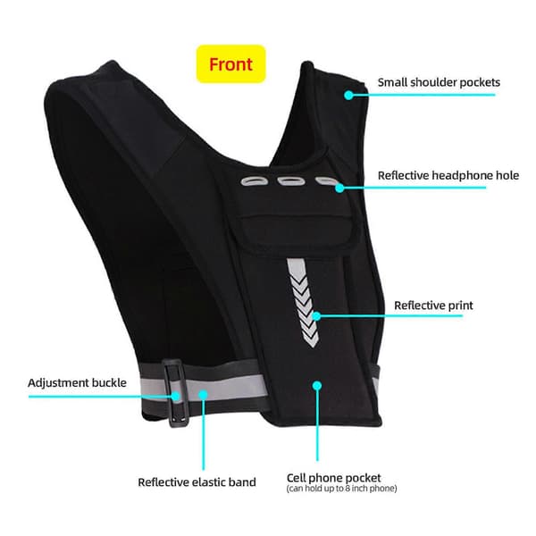 Reflective Night Backpack With Phone Holder Multi-pocket Adjustable Sbr Vest, 100% New
