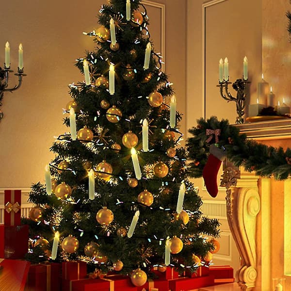 Christmas Tree Decoration, 10 Pcs Clip-on Lights Warm White, Flameless Candles with Remote Control Timer, Christmas LED Ca