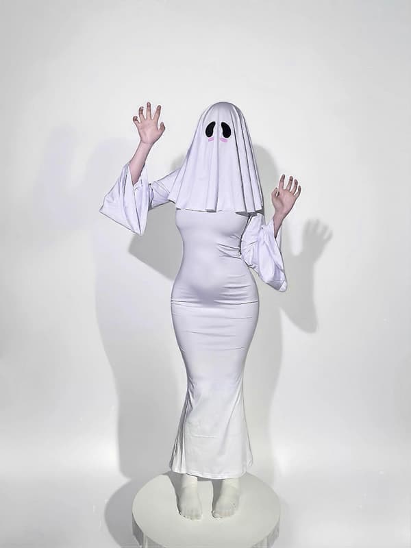 Halloween & Scenespil Hvid Spøgelse Cosplay Kjole til Kvinder White 4XL