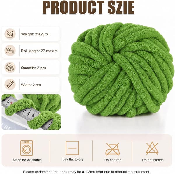 Chunky garn för handstickning, 2 stycken 500 g chunky garn, blåbär Höstgrön 2 stycken