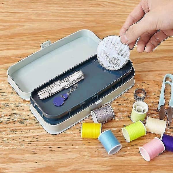 Universal Sewing Box, Sewing Kits, Sewing Thread Spools, All-Purpose Embroidery Thread On Reels And Spools In Plastic Box, Navy Blue