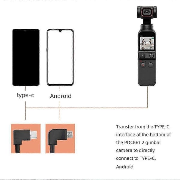 30 cm datatransmissionskabel til DJI Osmo Pocket 2 kamera, direkte forbindelse til mobiltelefon