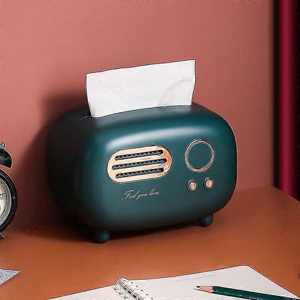 Skrivebordsvevsboks, husholdningsstue plastpapirboks, multifunksjonsradio papirboks