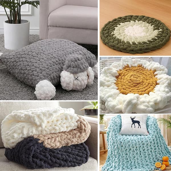 Chunky garn för handstickning, 2 stycken 500 g chunky garn, blåbär Gråvit 2 stycken