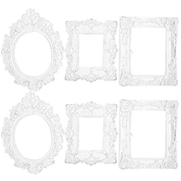 6 Pcs Clear Small Frames Baroque Mini Display Frame DIY Mini Photo Frame for Phone Decoration