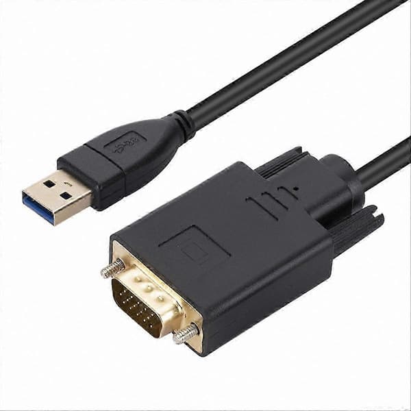 1,8 m USB 3.0 til VGA-adapterkabel, 1080P til bærbar computer, projektor, skærm Black