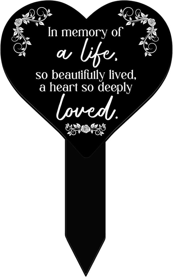 Heart Shaped Memorial Grave Markers for Black