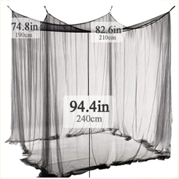 Double Bed Mosquito Net, Rectangular Bed Canopy, Simple Black Summer Mosquito Net, Bed Canopy - 190 x 210 x 240 cm