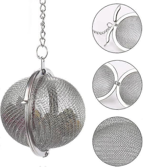 2 teballer i rustfritt stål, tefilter i netting