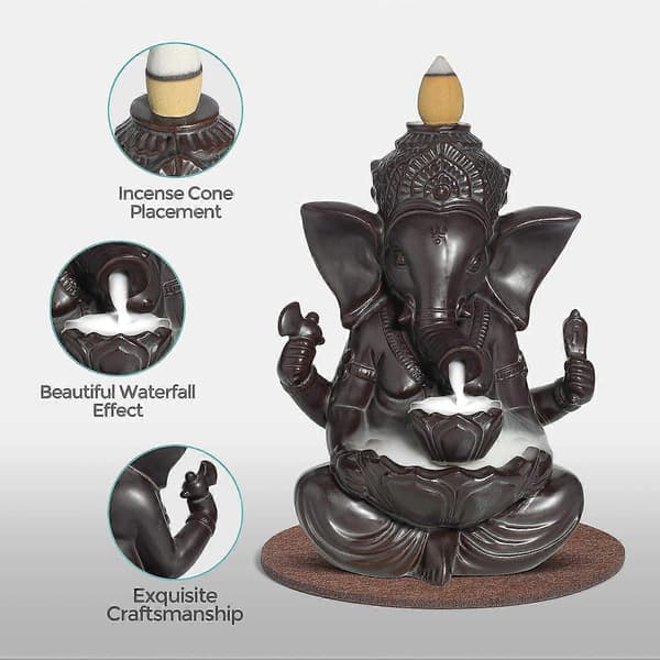 Foss tilbakevendende røkelsesbrenner keramikk, håndlaget røkelsesholder fontene, aromaterapi elefantpynt