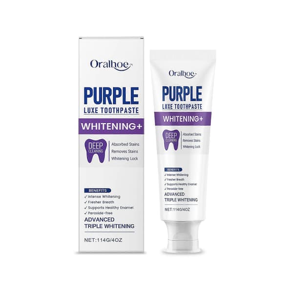 Purple Luxe Toothpaste, Multi-Effect Cleaning System, Hydroxyapatite & Papaya Enzyme, Triple Whitening, Stain Removal & Fresh Breath 2pcs