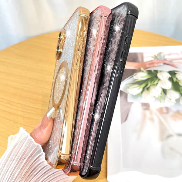 Designed for iPhone 16 Case, Compatible with MagSafe Plating Camera Protection Leopard Print Transparent Phone Case, Magnetic G