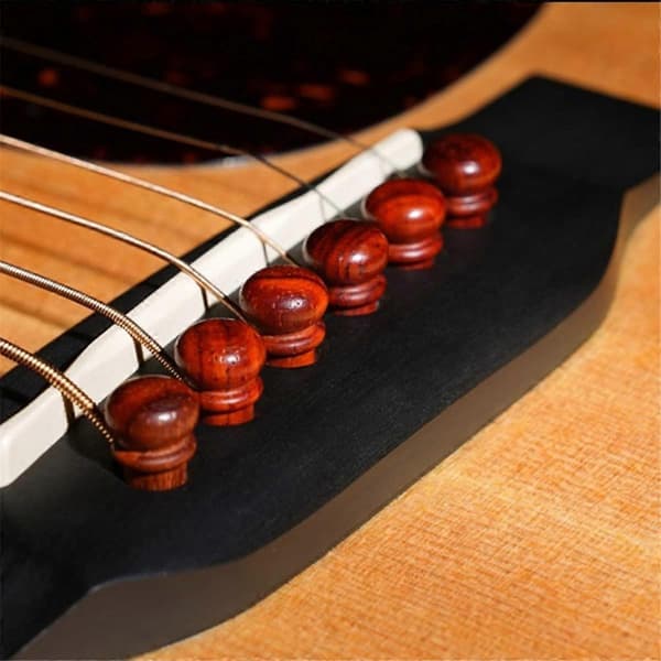 Six Cocoa Polo Bridge Pins for Guitar, Suitable for Amplified String Instruments